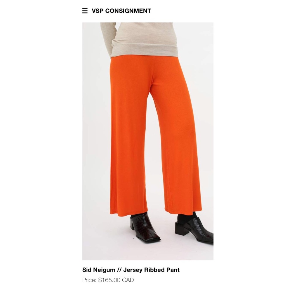 Designer Sid Neigum Orange Ribbed Culottes - Picture 3 of 5
